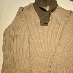 Mens 3xl Duluth Cable knit cotton/wool blend pullover sweater. Shawl neck